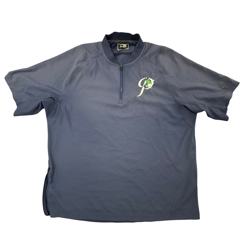 New Era Portland Pickles Mens XL Navy Blue Quarter Zip Short Sleeve Windbreaker